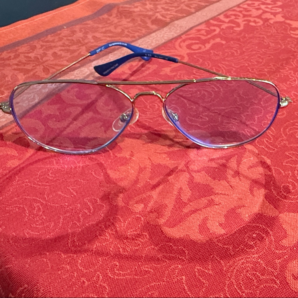 Caddis Aviators with Silver Frames and Blue Eyeglasses